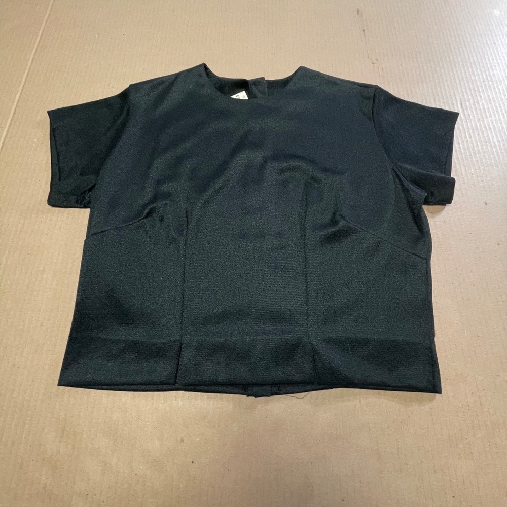 Vintage 1960s Jane Holly 20/40 Medium Black Arnel Triacetate Button-Back Top
